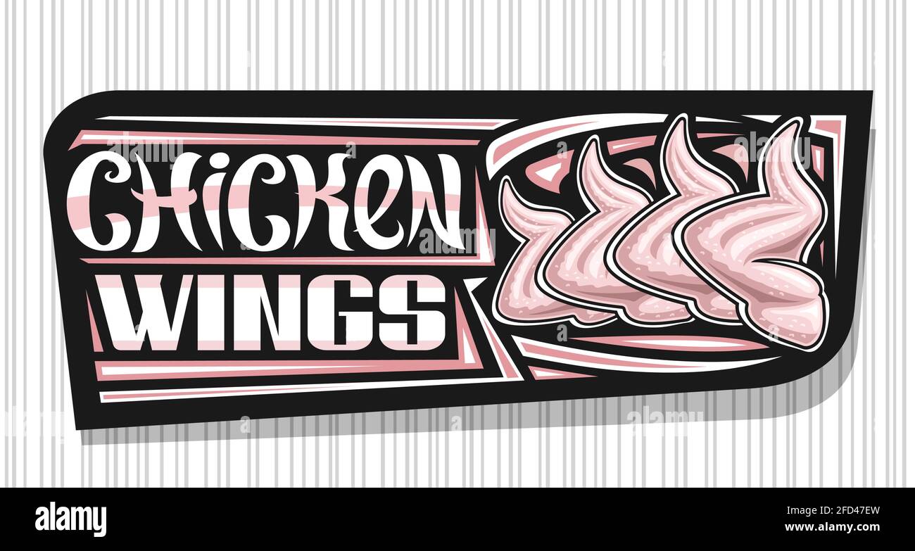 Vector banner for Chicken Wings, dark decorative sign board with