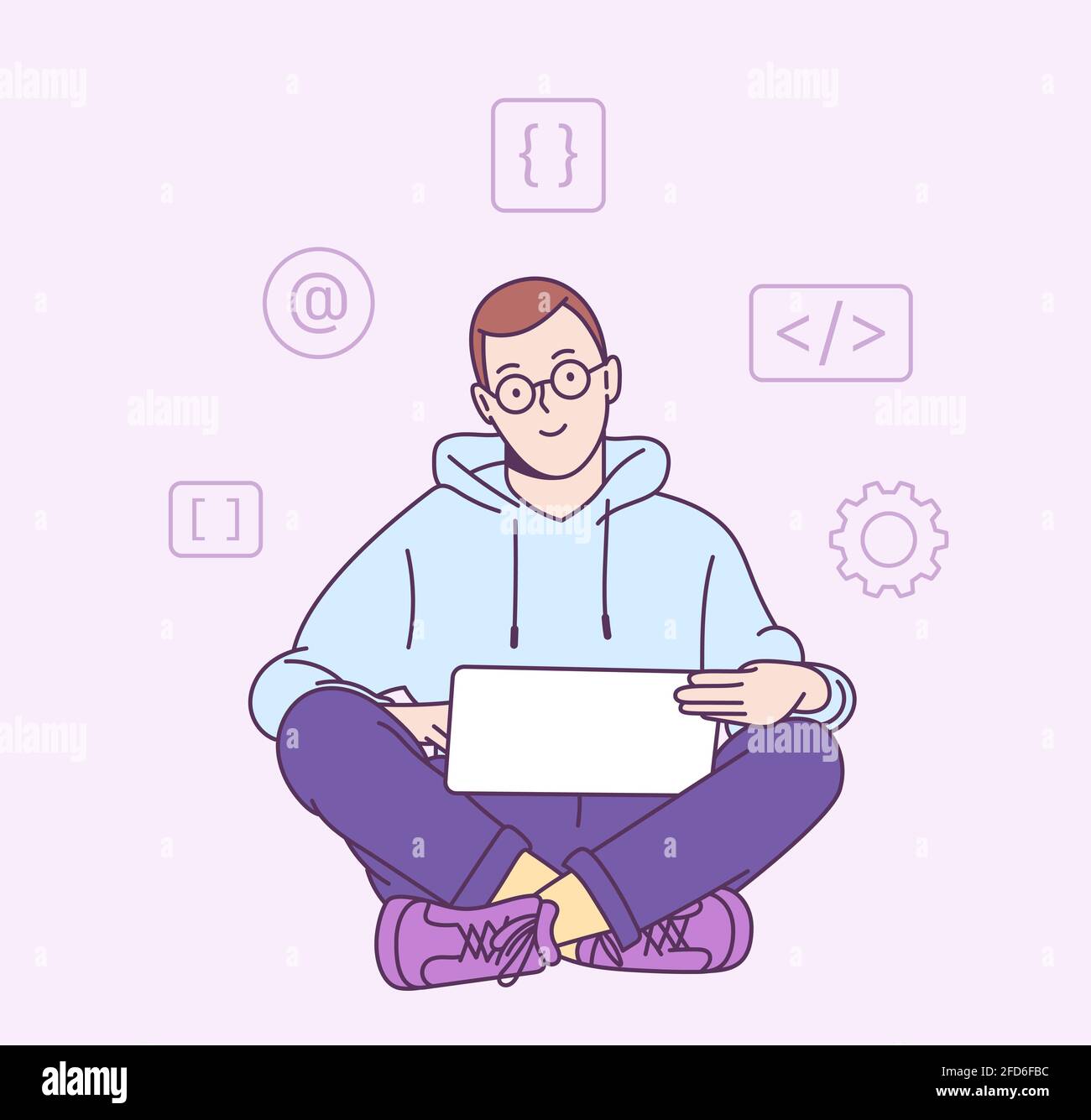 Concept of script coding and programming in php python javascript other languages Stock Vector