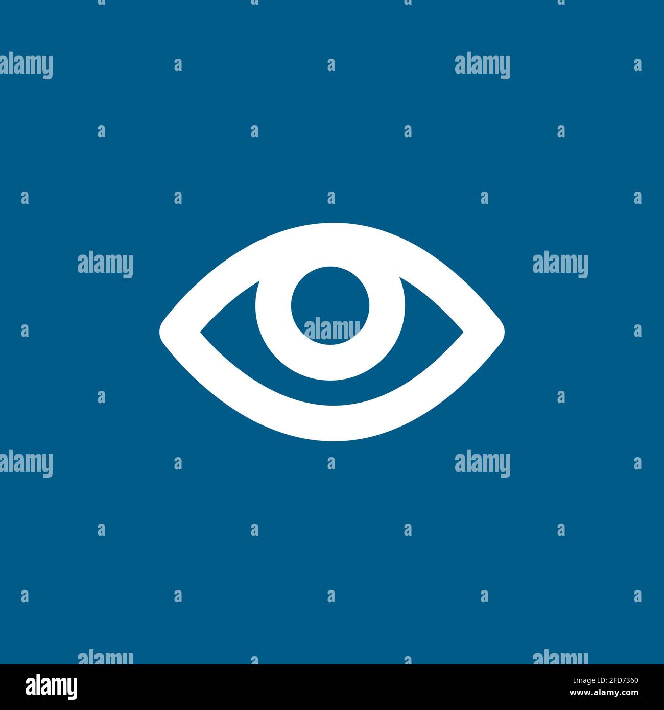 Eye Icon On Blue Background. Blue Flat Style Vector Illustration. Stock Vector