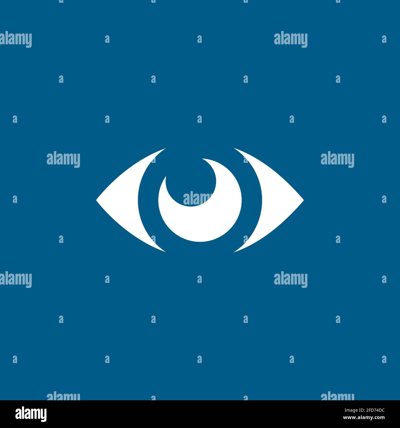 Eye Icon On Blue Background. Blue Flat Style Vector Illustration. Stock Vector