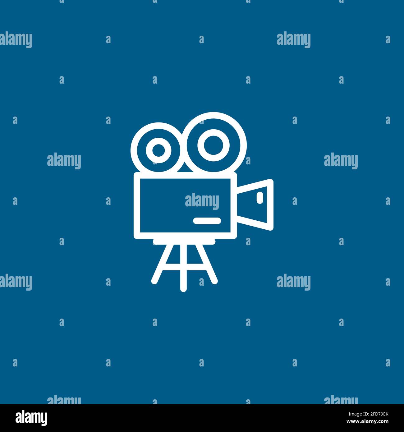 Film Camera Line Icon On Blue Background. Blue Flat Style Vector ...