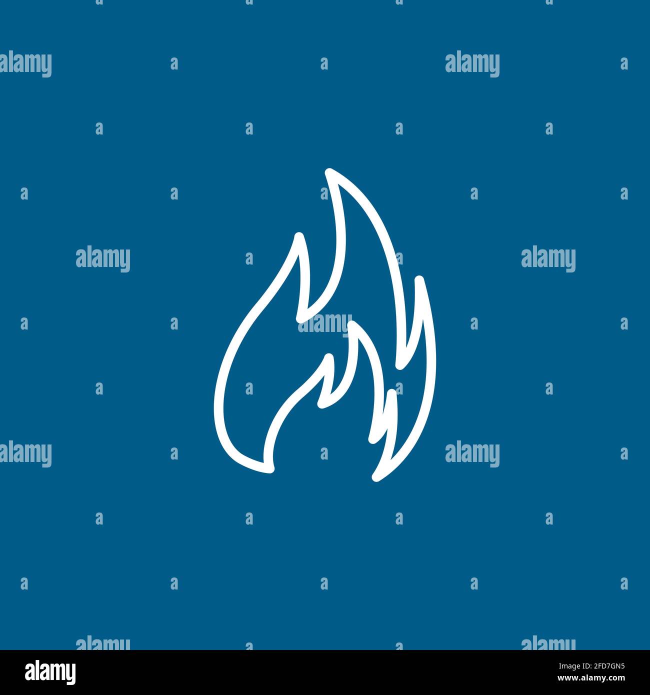 Fire Line Icon On Blue Background. Blue Flat Style Vector Illustration ...