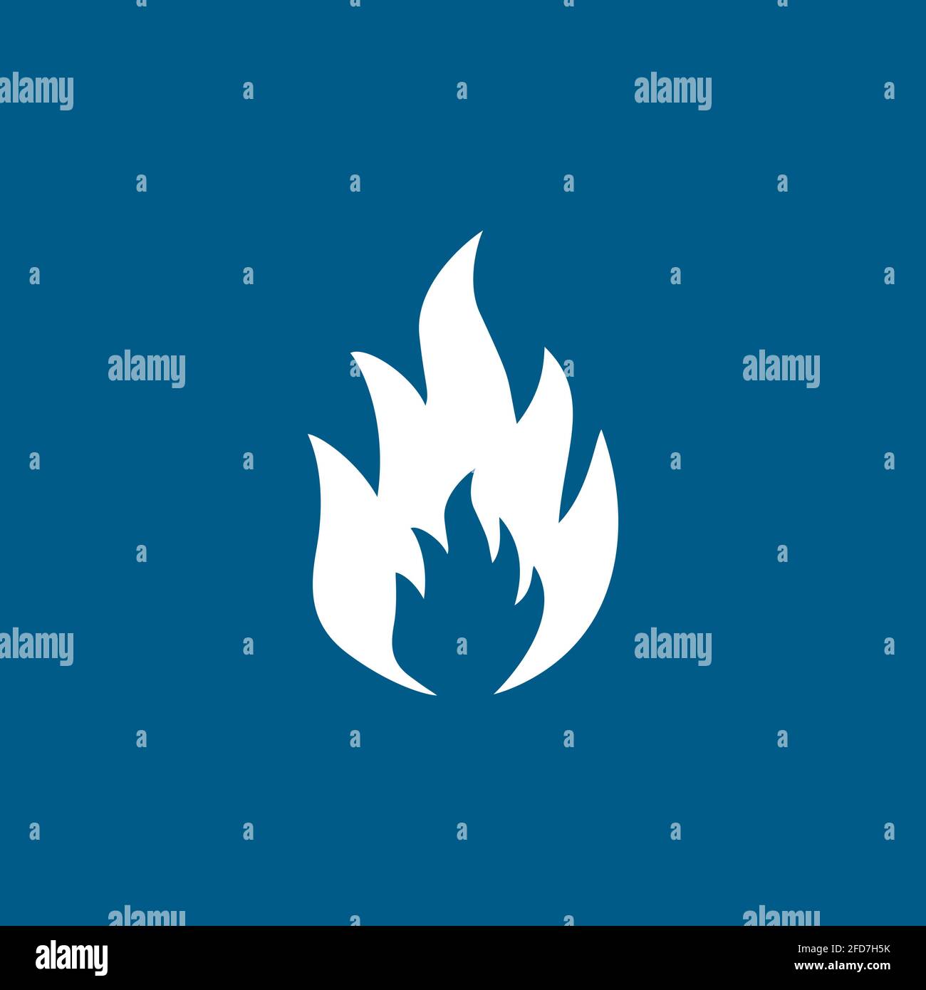 Fire Icon On Blue Background. Blue Flat Style Vector Illustration Stock ...