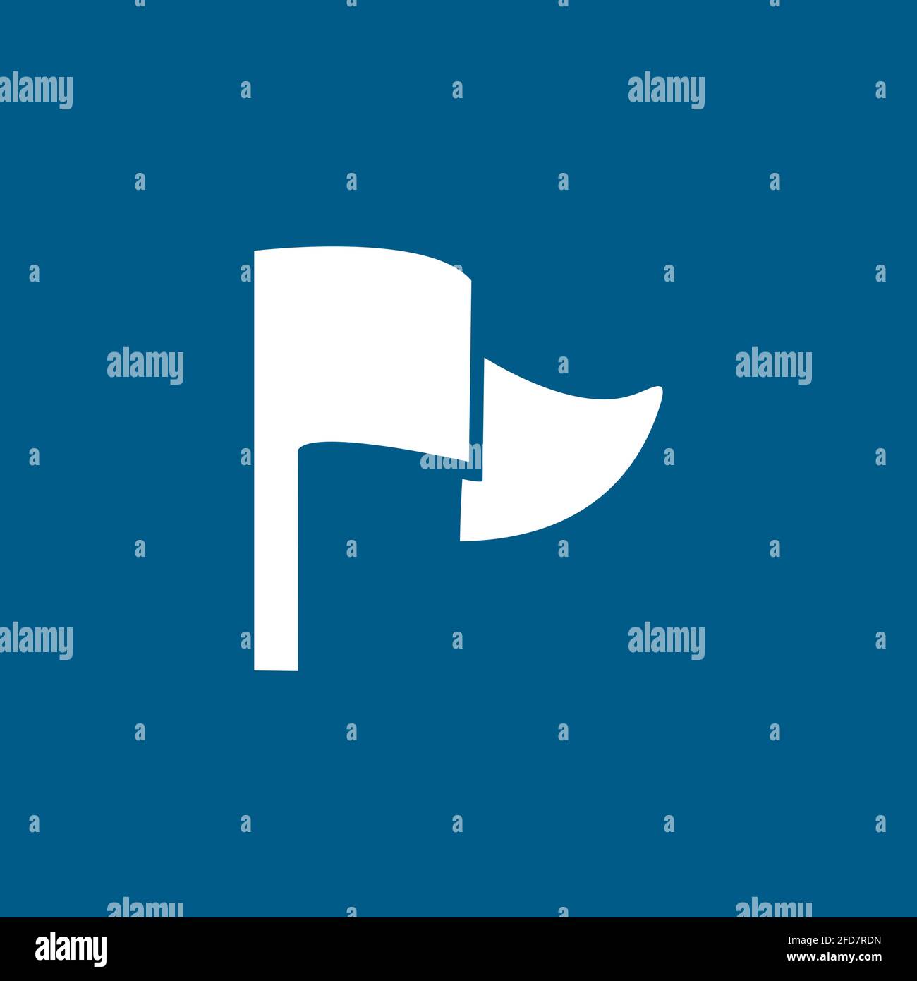 Flag Icon On Blue Background. Blue Flat Style Vector Illustration. Stock Vector
