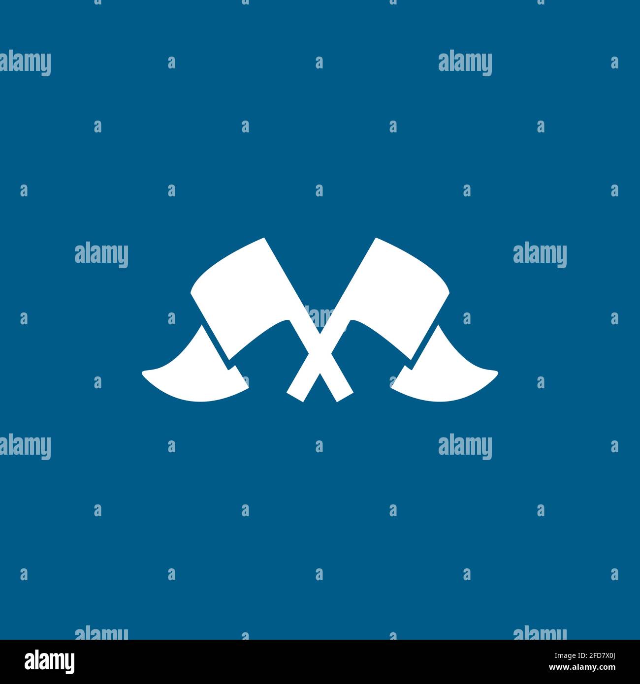Crossed Flags Icon On Blue Background. Blue Flat Style Vector Illustration. Stock Vector