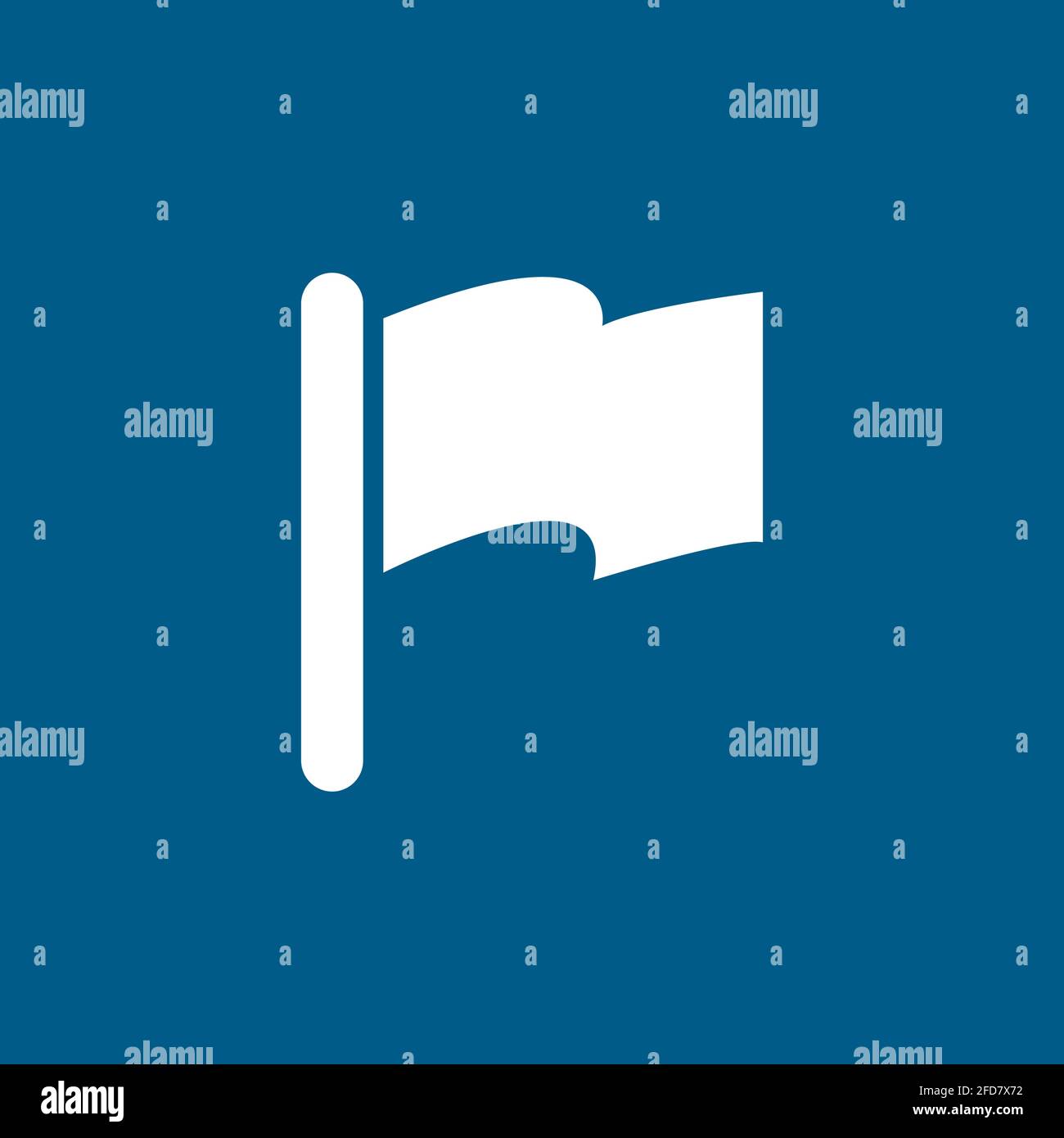 Flag Icon On Blue Background. Blue Flat Style Vector Illustration. Stock Vector