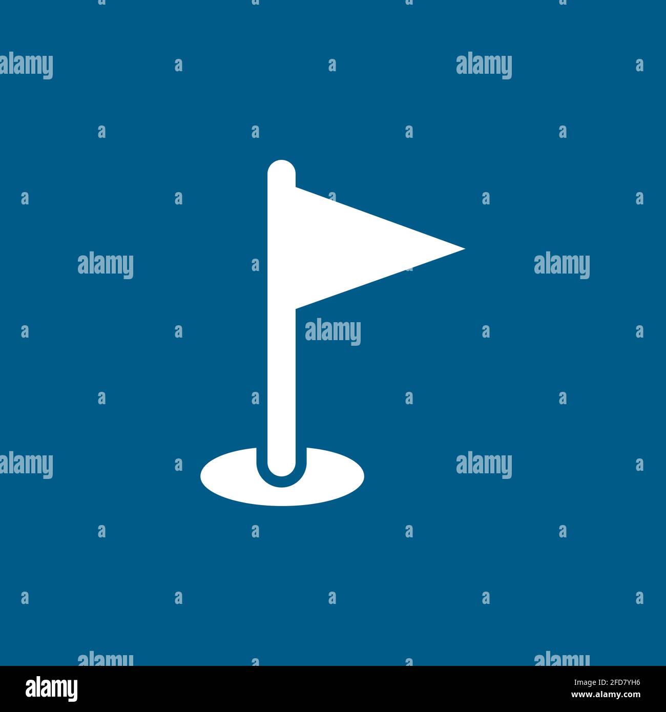 Flag Icon On Blue Background. Blue Flat Style Vector Illustration. Stock Vector