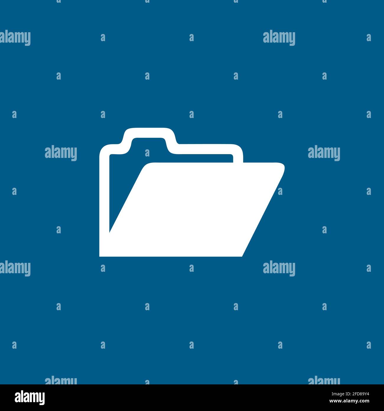 Folder Icon On Blue Background. Blue Flat Style Vector Illustration. Stock Vector