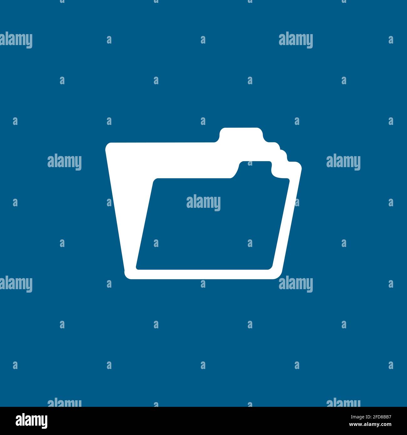 Folder Icon On Blue Background. Blue Flat Style Vector Illustration. Stock Vector