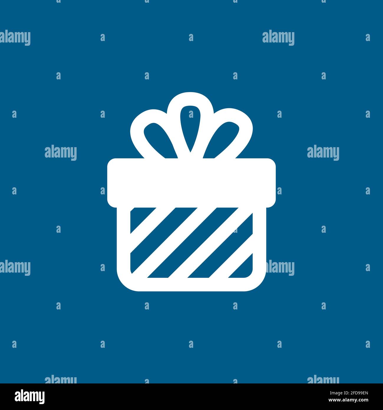 Gift Box Icon On Blue Background. Blue Flat Style Vector Illustration. Stock Vector