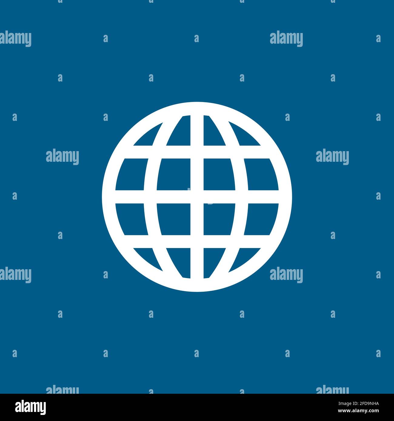 Globe Icon On Blue Background. Blue Flat Style Vector Illustration ...