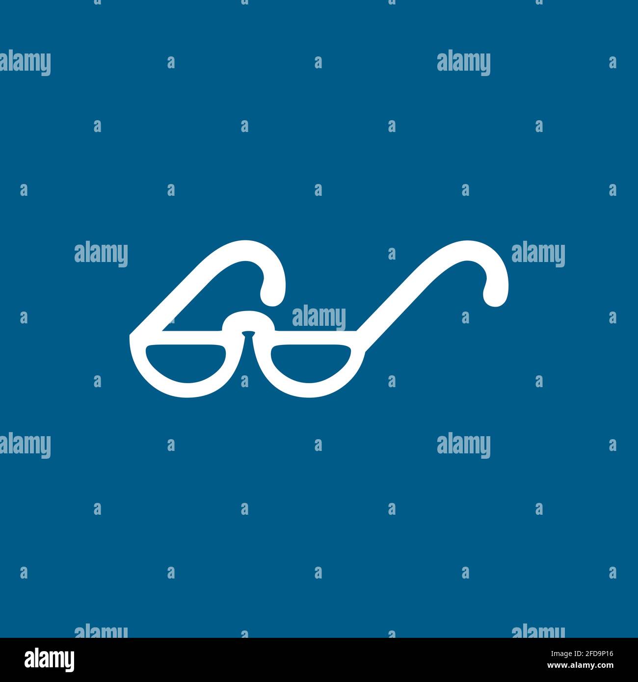 Glasses Icon On Blue Background. Blue Flat Style Vector Illustration ...