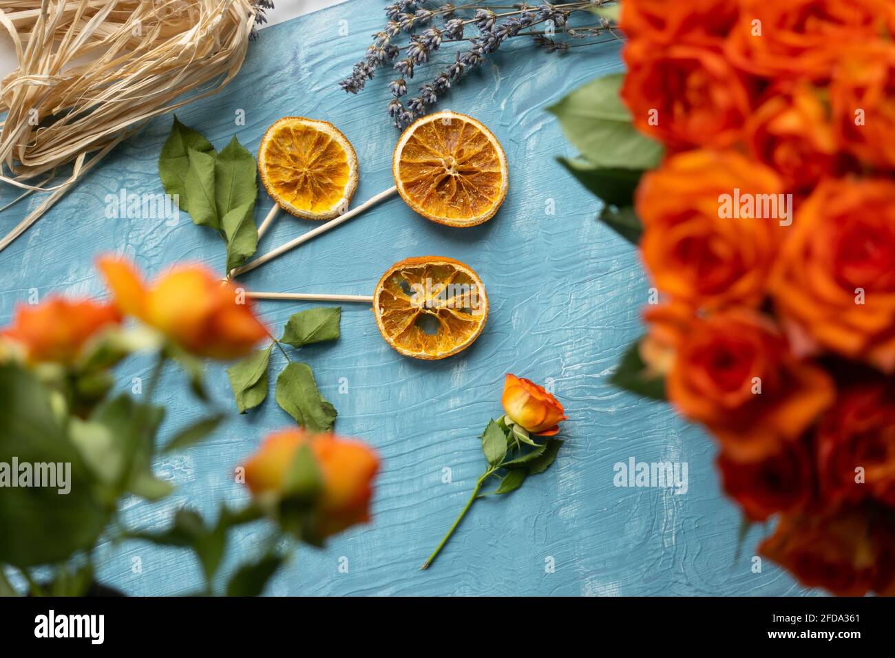 Still life of flowers and dried fruit hires stock photography and