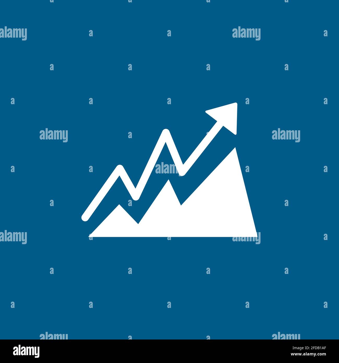 Growing Graph Icon On Blue Background. Blue Flat Style Vector ...