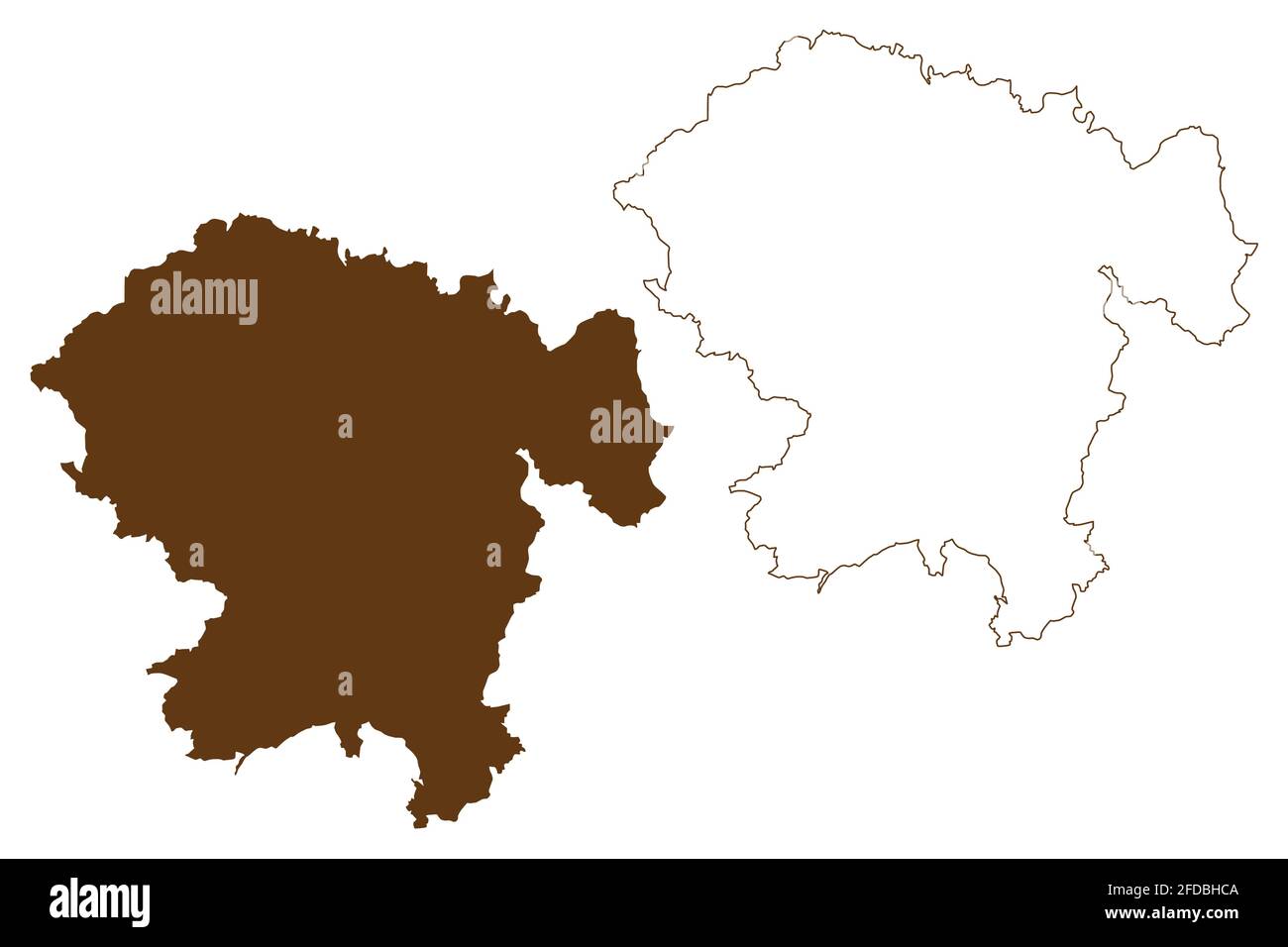 Vogelsbergkreis district (Federal Republic of Germany, rural district Giessen region, State of Hessen, Hesse, Hessia) map vector illustration, scribbl Stock Vector