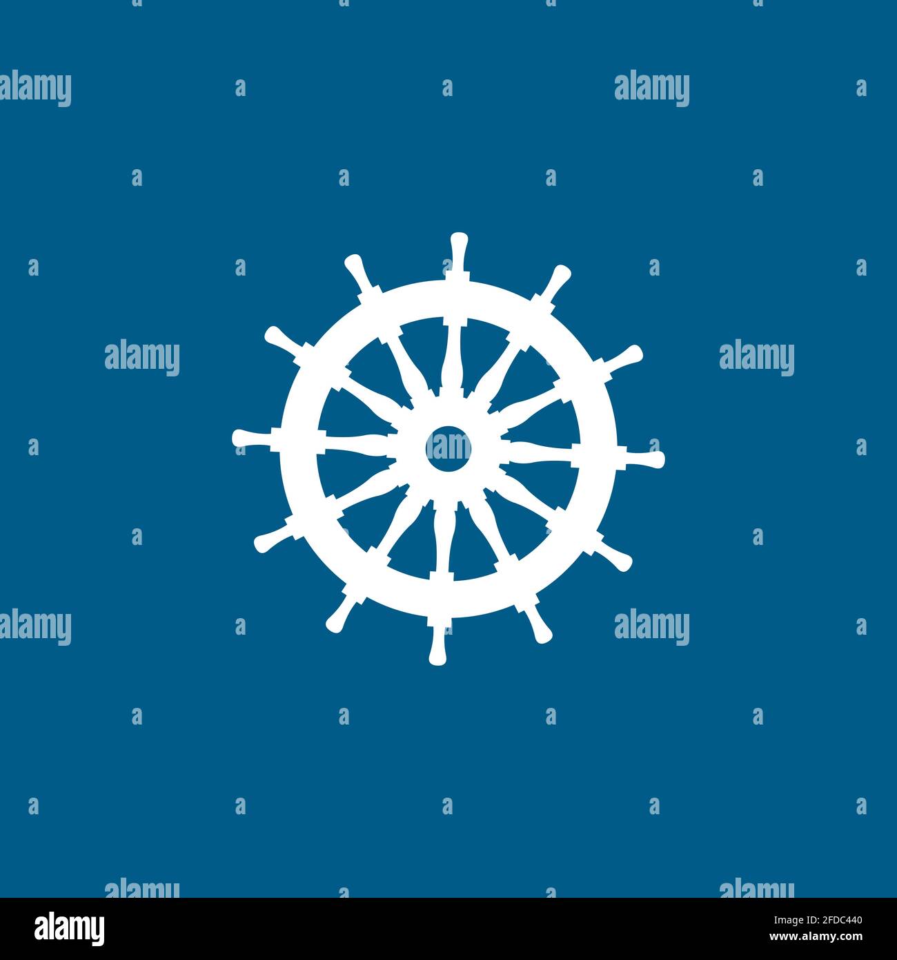Helm Icon On Blue Background. Blue Flat Style Vector Illustration. Stock Vector