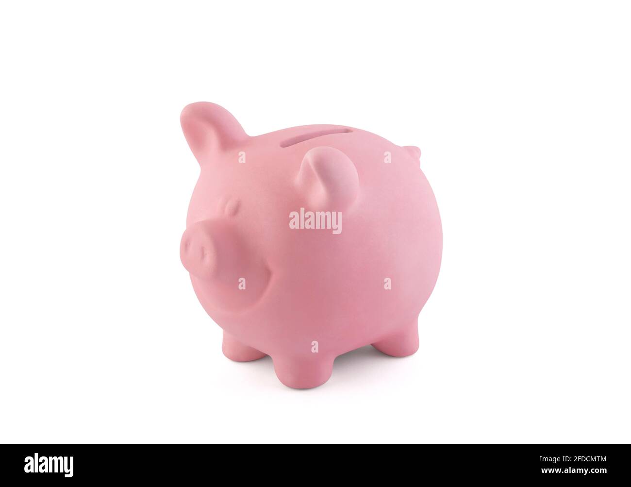 Happy pink piggy bank isolated on white with clipping path Stock Photo ...