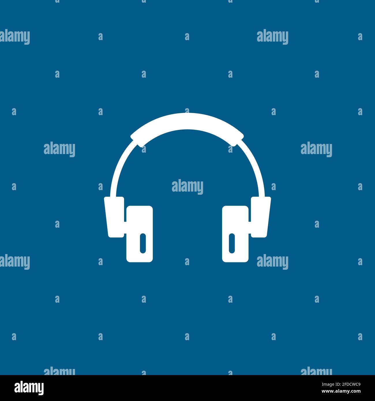 Headphone Icon On Blue Background. Blue Flat Style Vector Illustration. Stock Vector