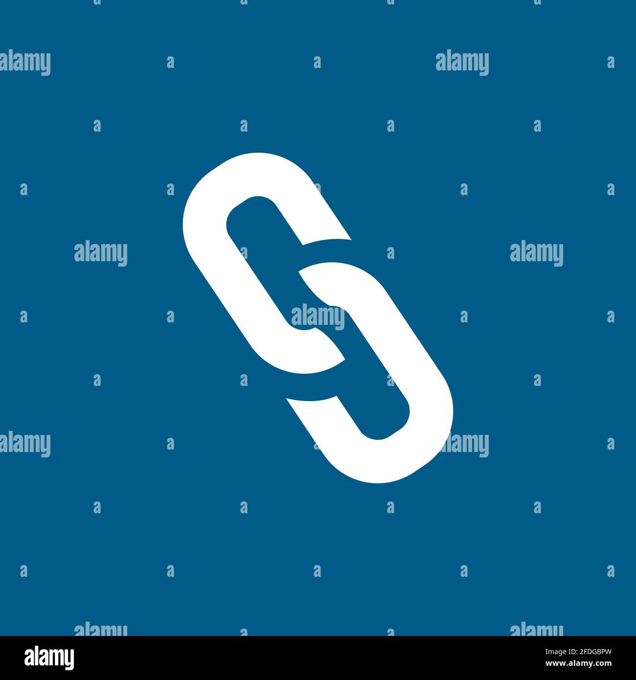 Link Icon On Blue Background. Blue Flat Style Vector Illustration. Stock Vector