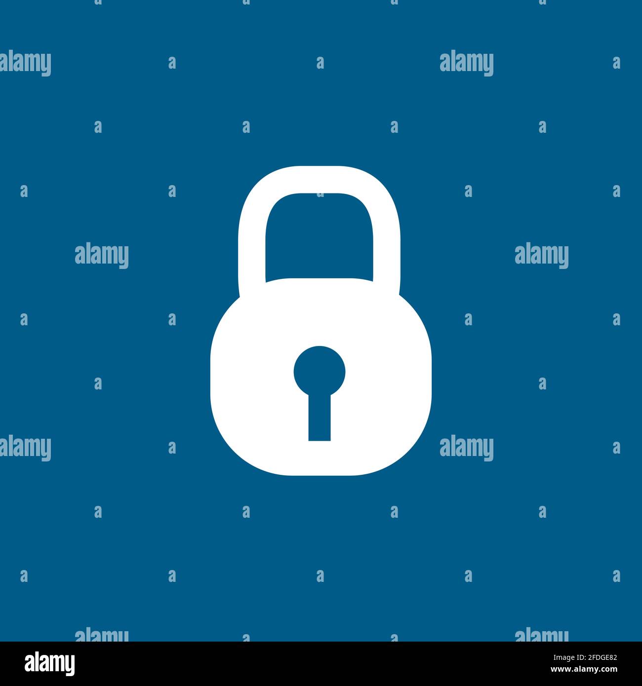 Lock Icon On Blue Background. Blue Flat Style Vector Illustration. Stock Vector