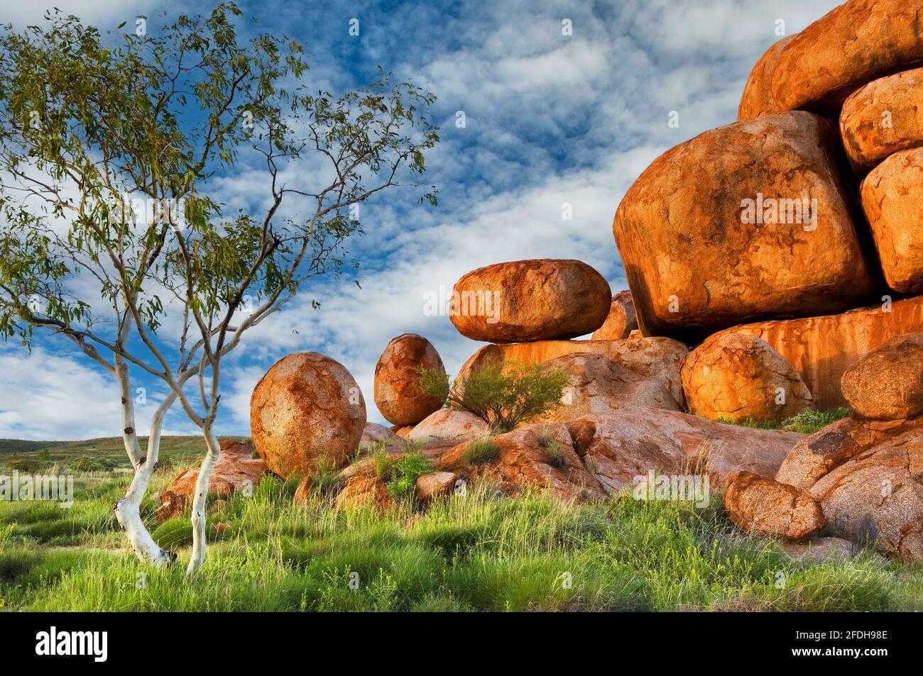 Famous Devils Marbles at Stuart Highway in the Outback of Australia. Stock Photo