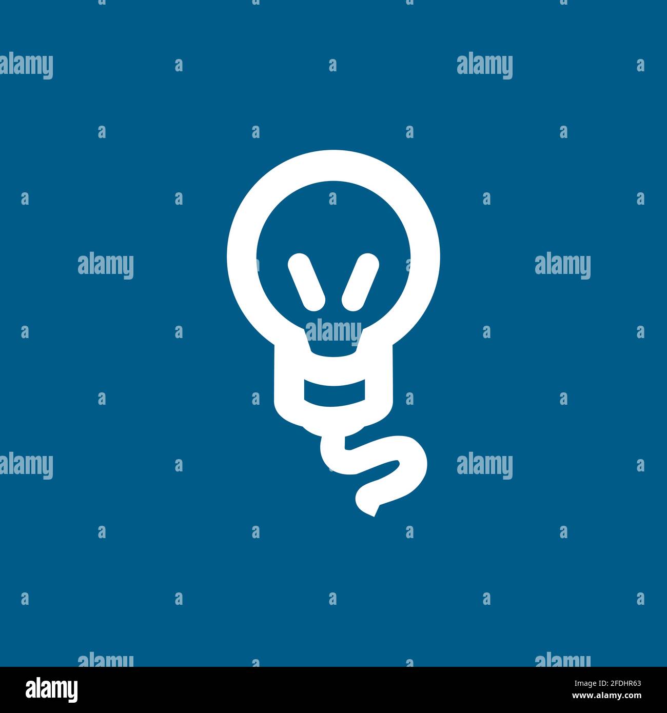 Light Bulb Icon On Blue Background. Blue Flat Style Vector Illustration. Stock Vector