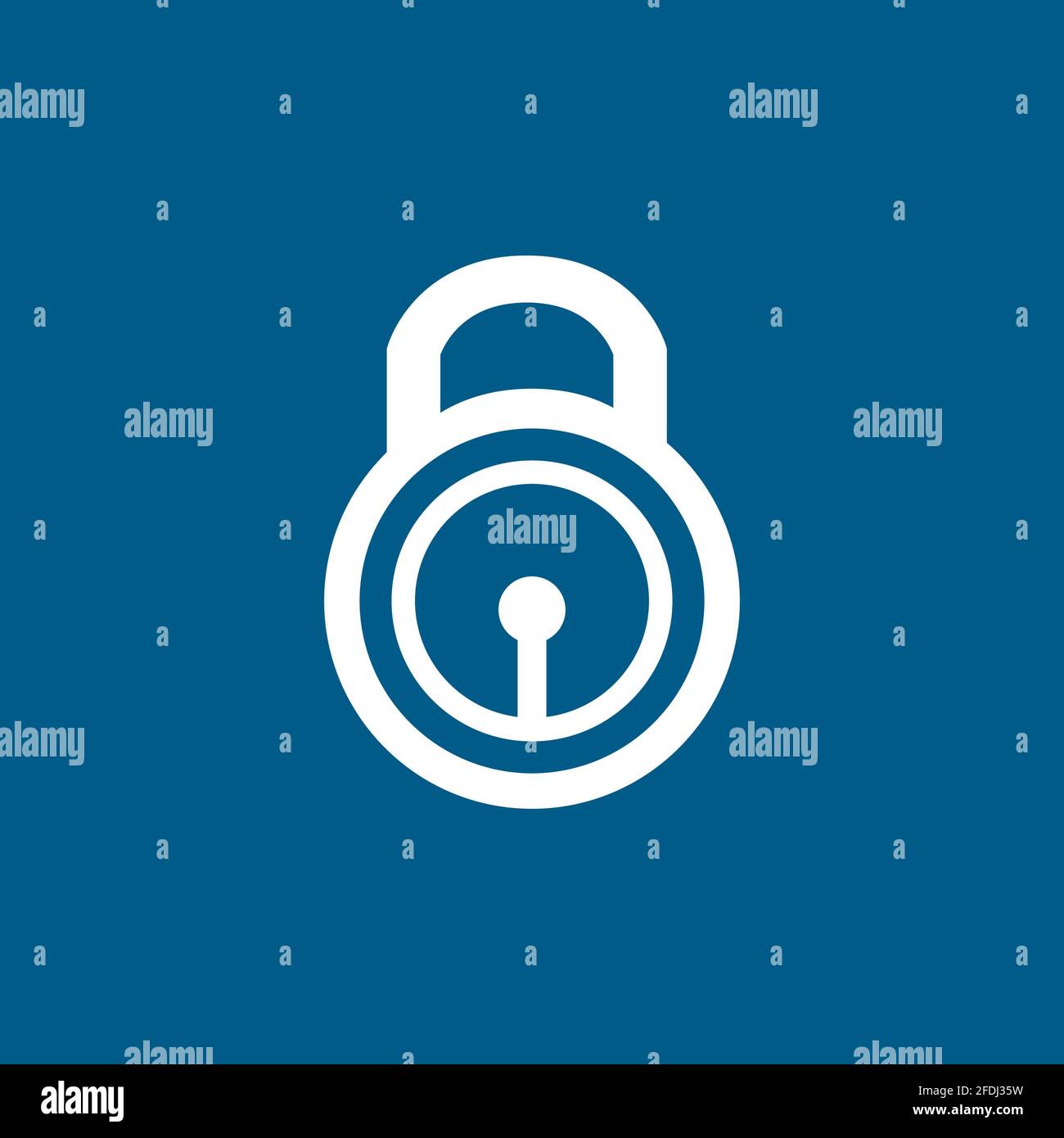 Lock Icon On Blue Background. Blue Flat Style Vector Illustration. Stock Vector