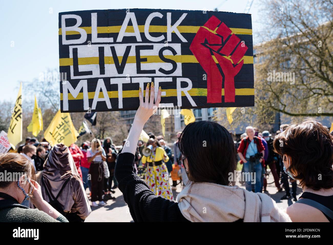 London, UK. 17 Apr 2021. 'Kill The Bill' protest, against the government's proposed Police, Crime, Sentencing and Courts Bill. Stock Photo