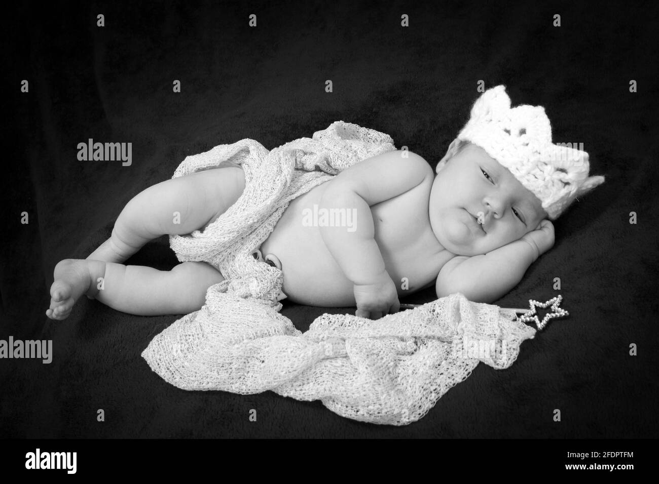 One week old baby girl Black and White Stock Photos & Images - Alamy