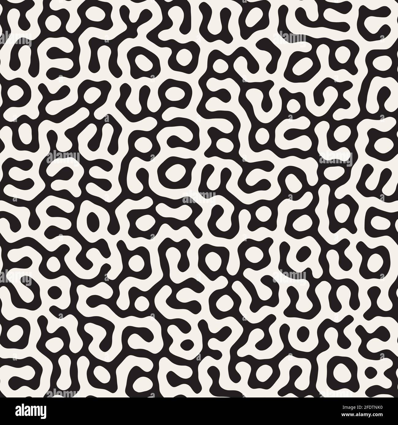 Vector seamless trendy pattern. Monochrome organic shapes texture ...