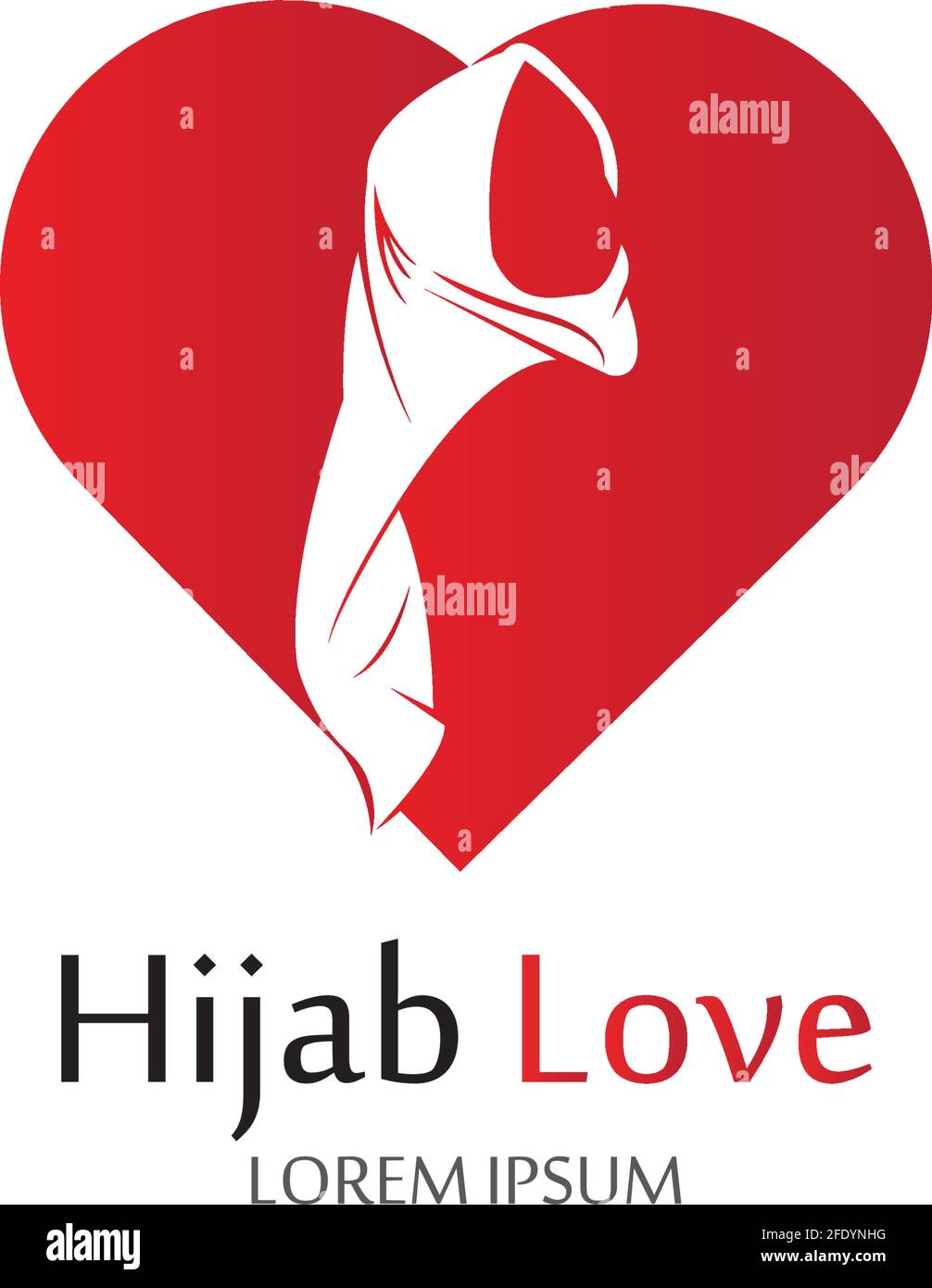 Hijab Love logo vector icon design template-vector Stock Vector