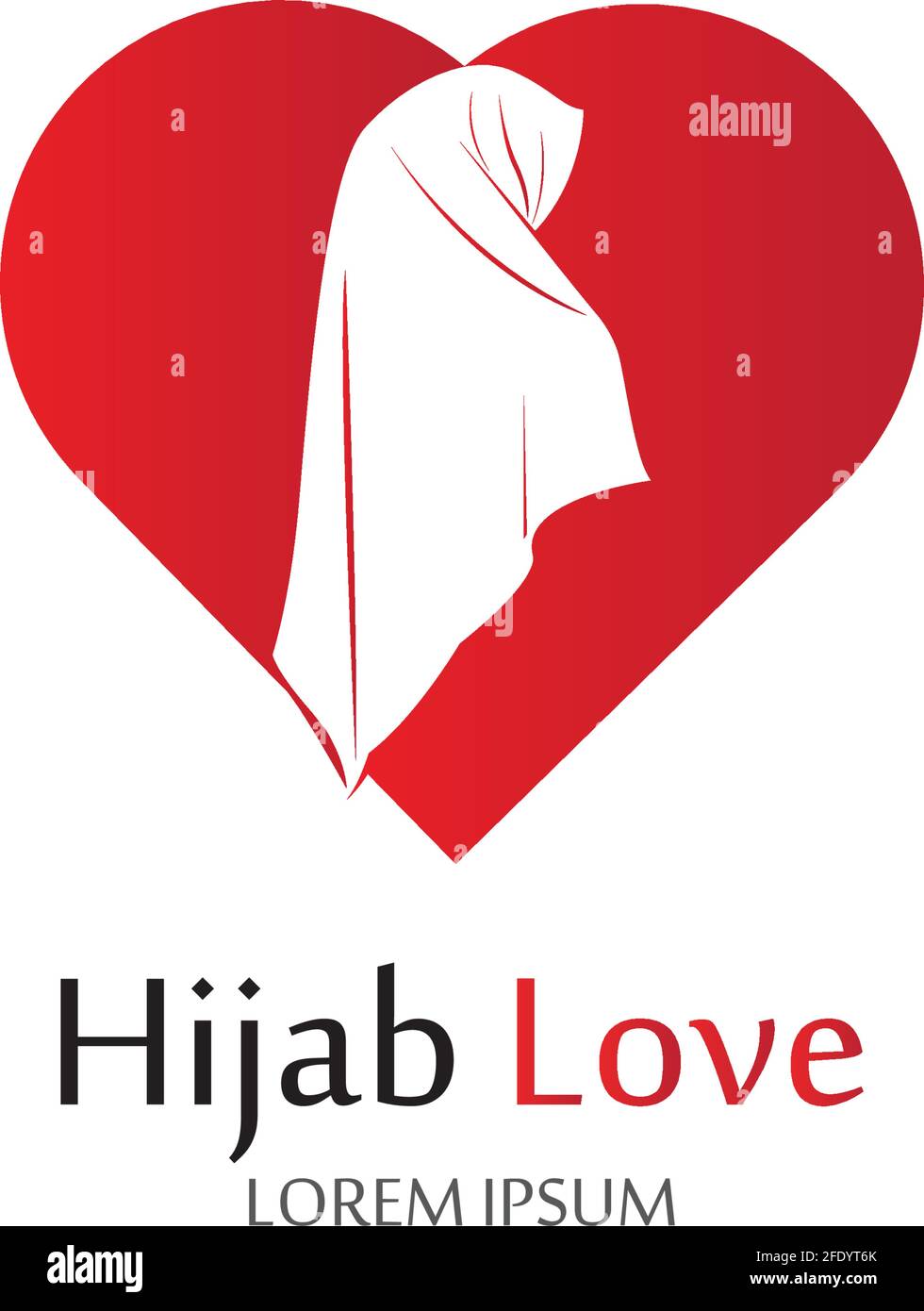 Hijab Love logo vector icon design template-vector Stock Vector