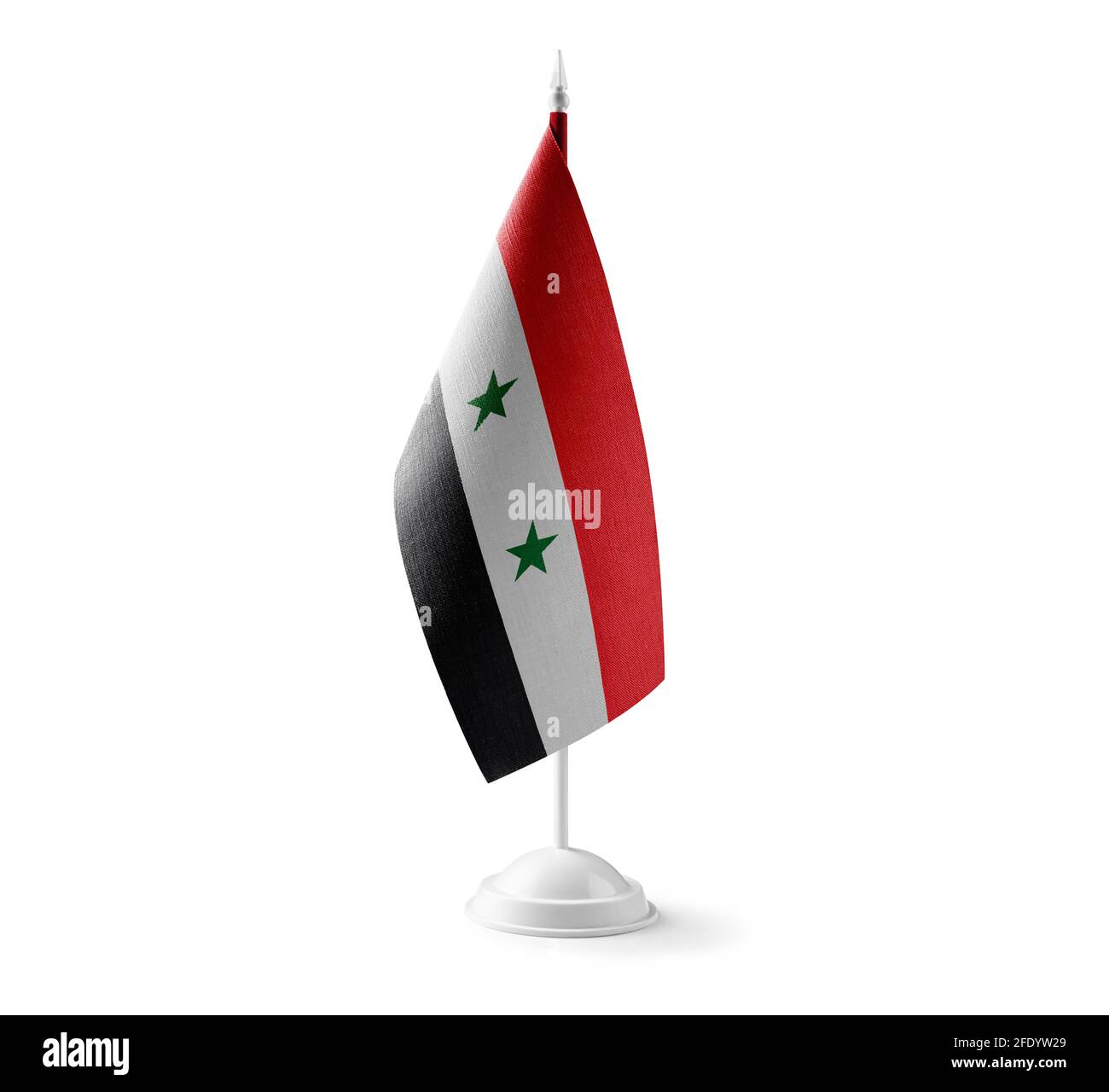 Small national flag of the Syria on a white background Stock Photo