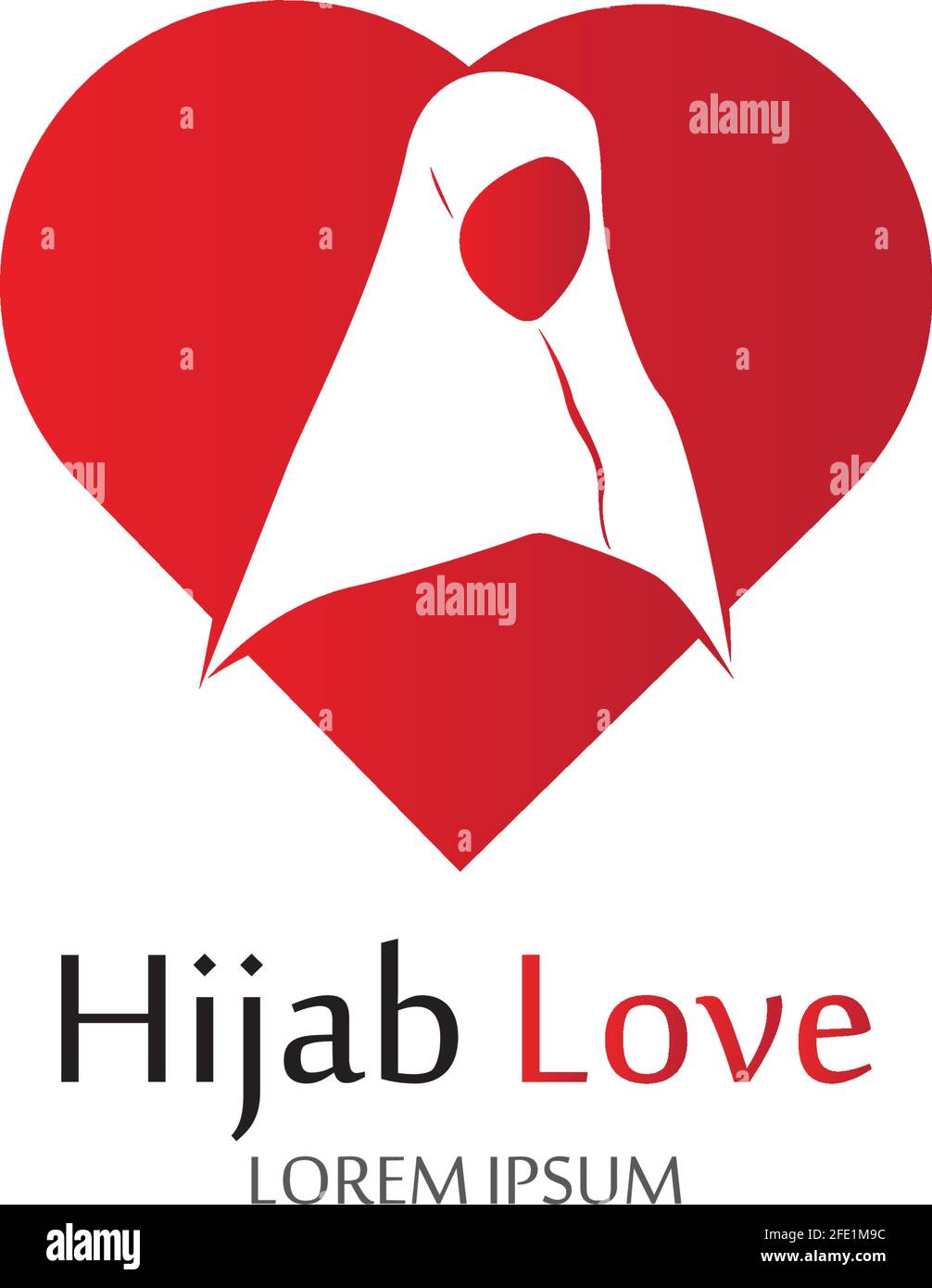 Hijab Love logo vector icon design template-vector Stock Vector