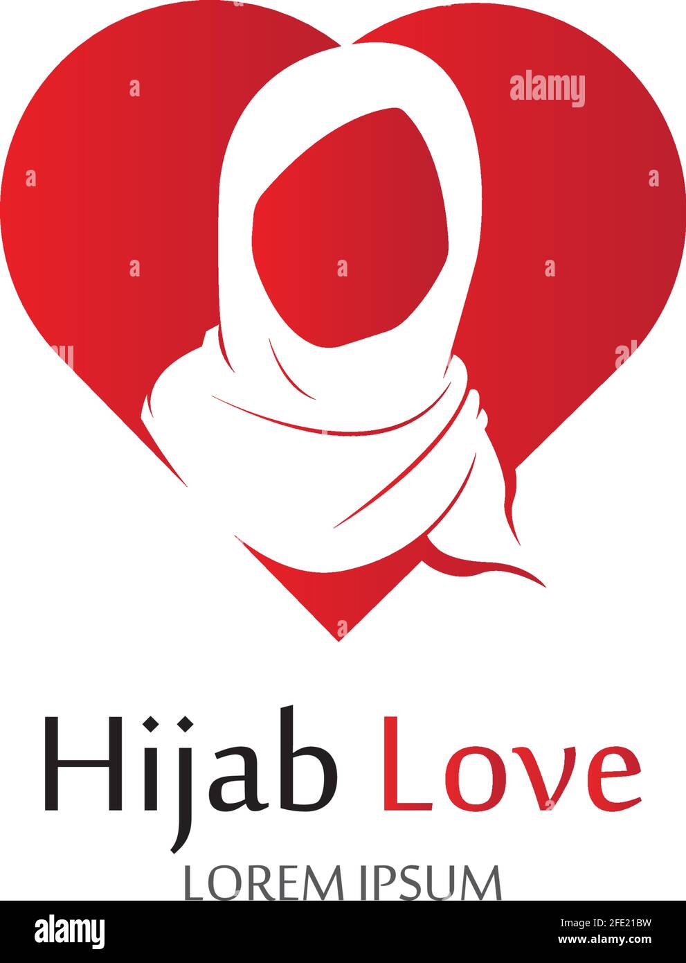 Hijab Love logo vector icon design template-vector Stock Vector