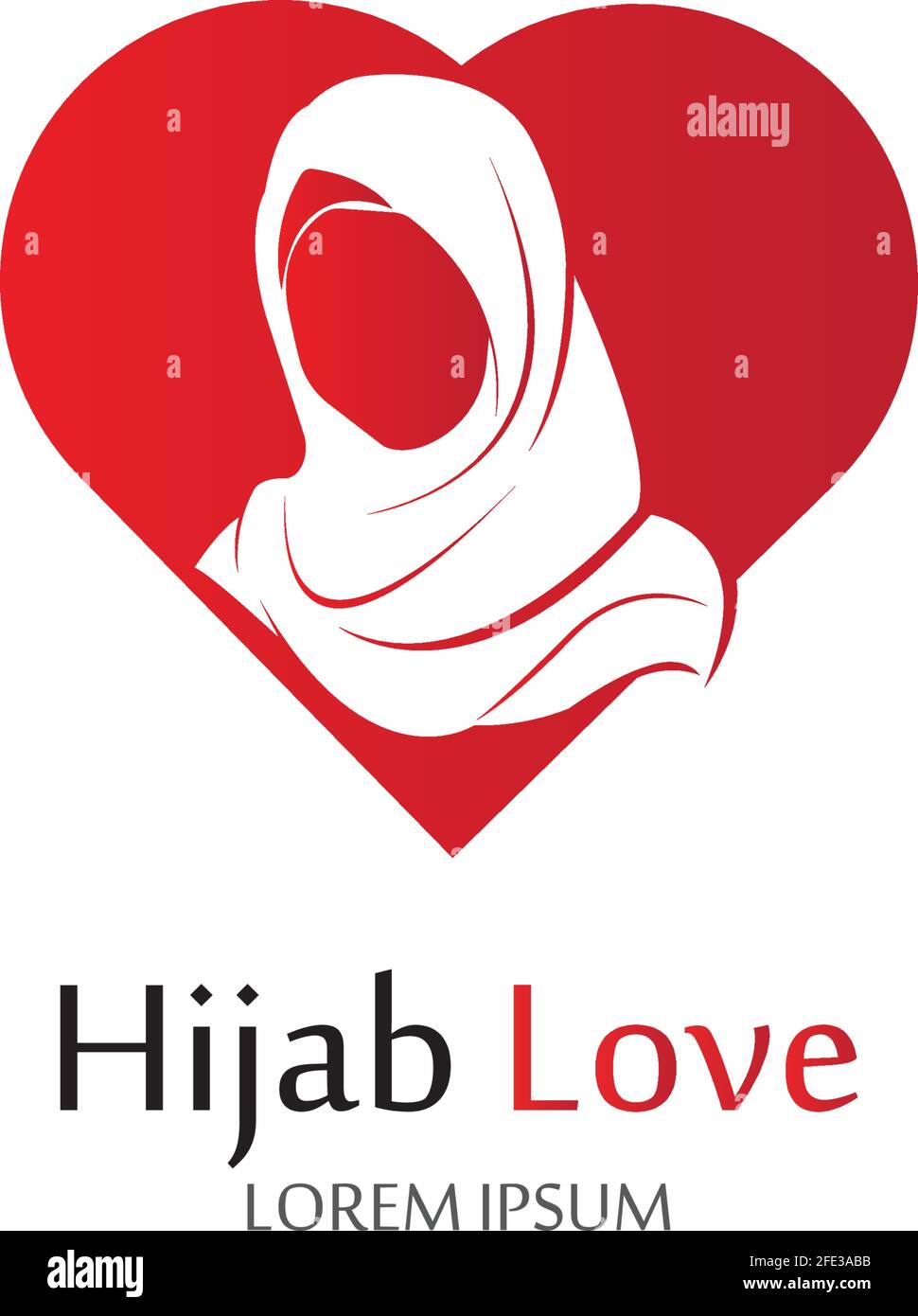 Hijab Love logo vector icon design template-vector Stock Vector