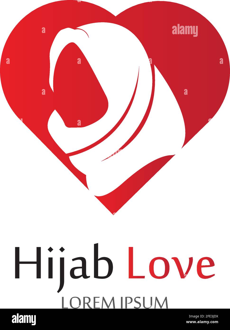 Hijab Love logo vector icon design template-vector Stock Vector