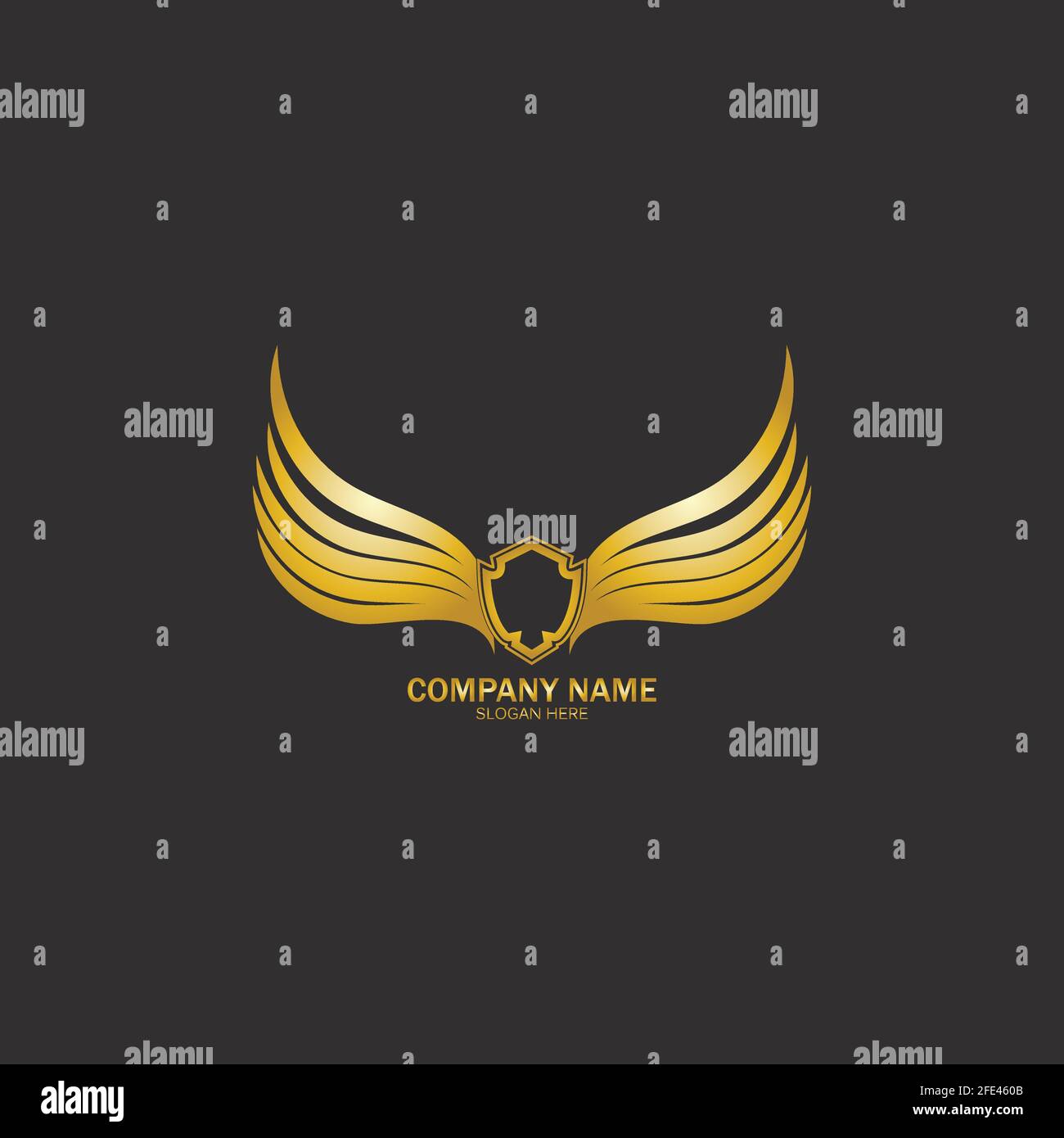 winged shield gold logo design symbol vector illustration-vector Stock Vector