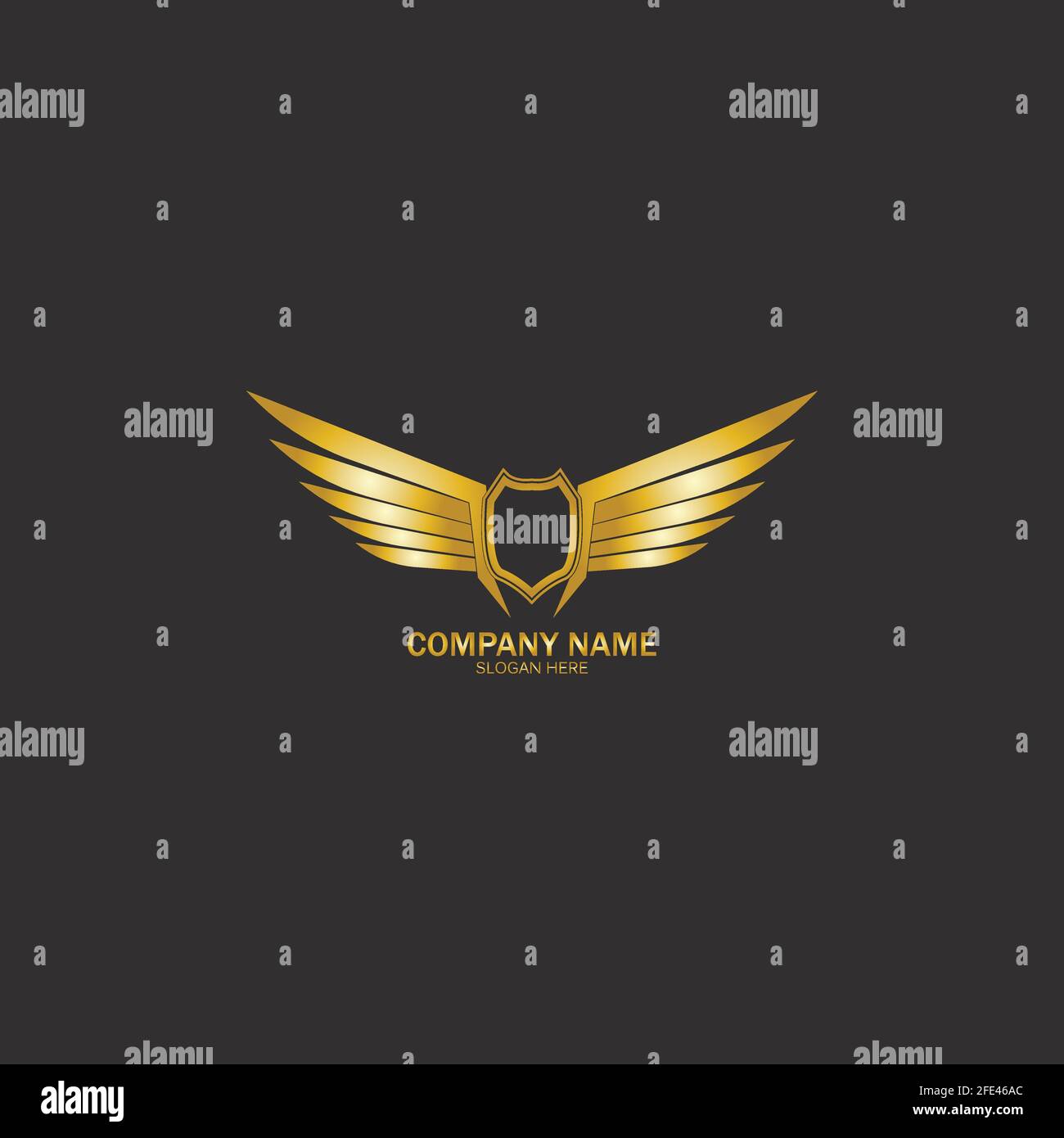 winged shield gold logo design symbol vector illustration-vector Stock Vector