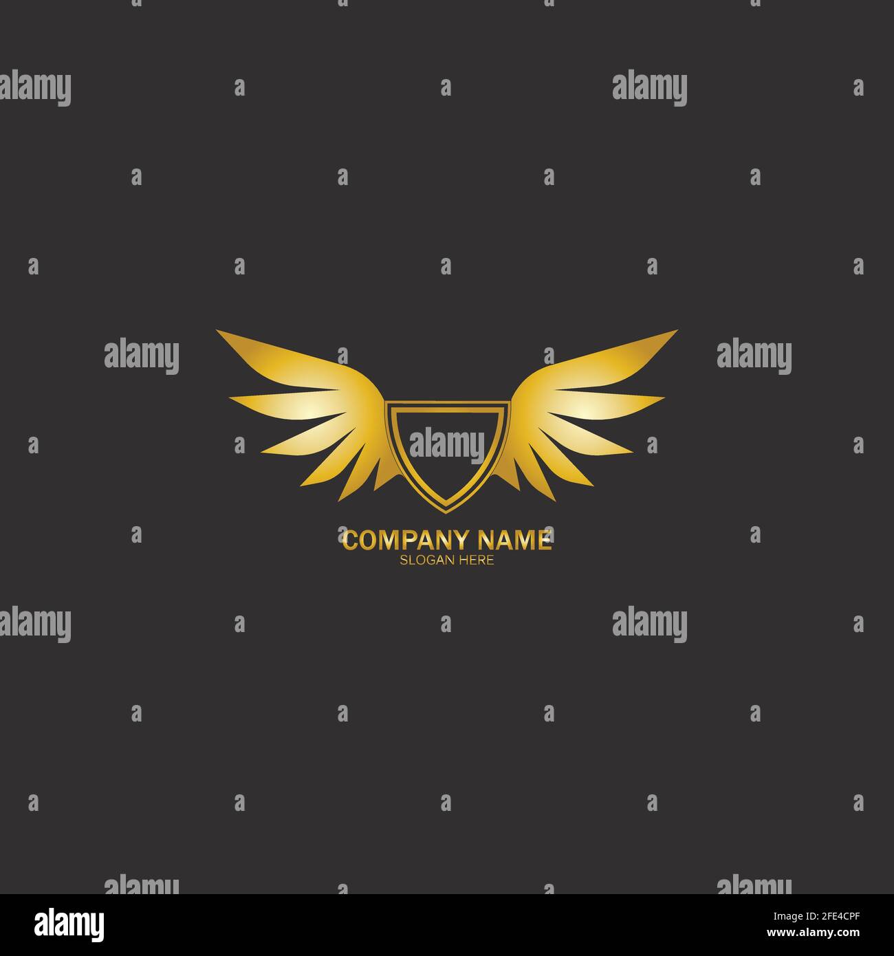 winged shield gold logo design symbol vector illustration-vector Stock Vector
