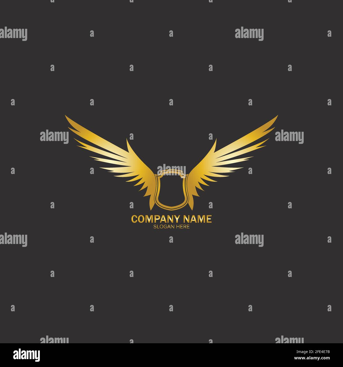 winged shield gold logo design symbol vector illustration-vector Stock Vector