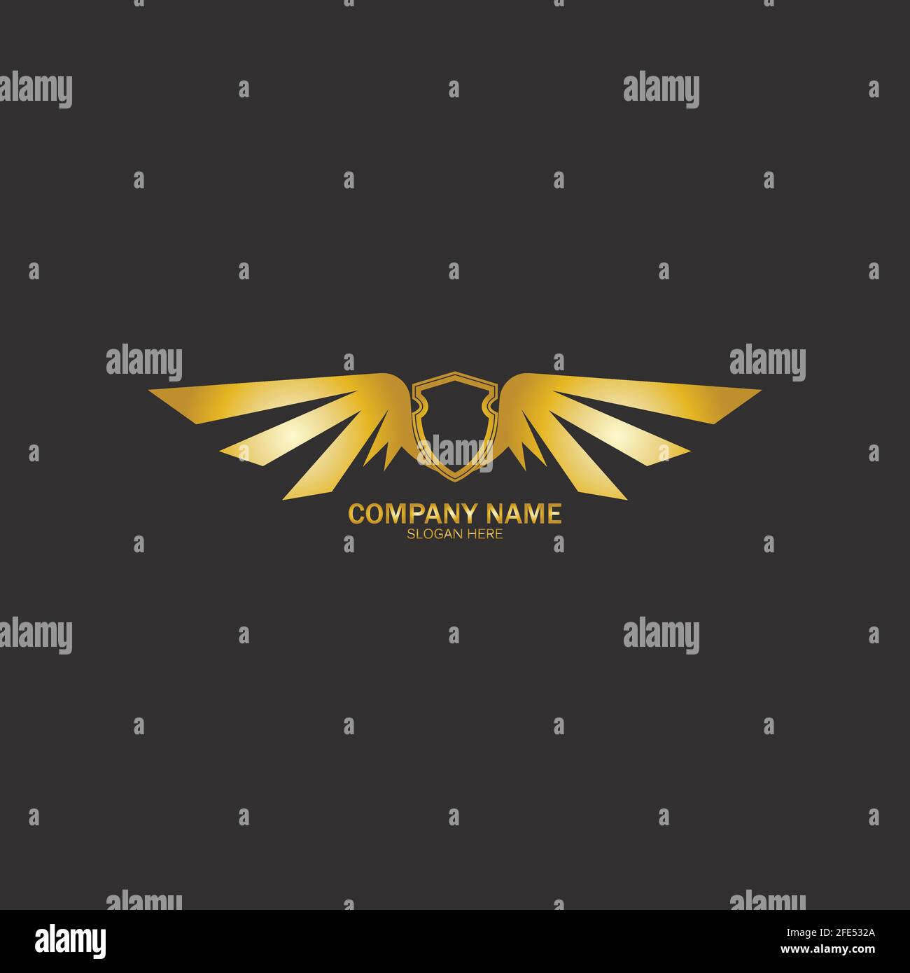 winged shield gold logo design symbol vector illustration-vector Stock Vector