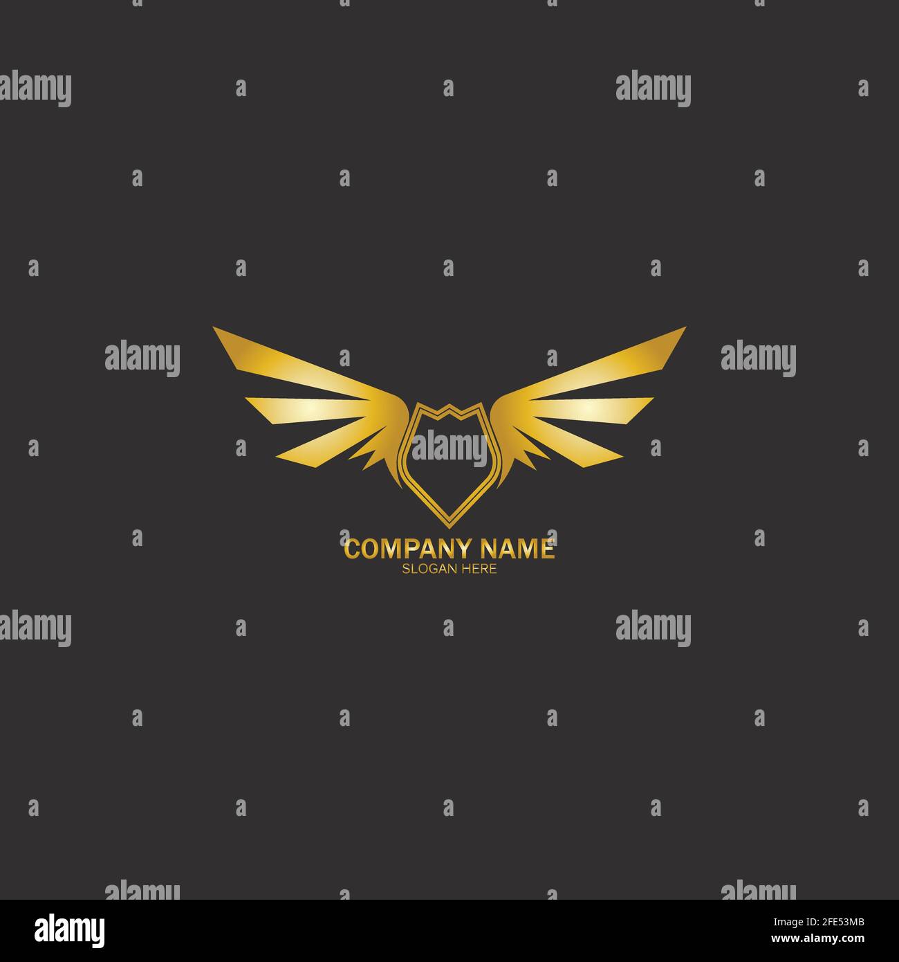 winged shield gold logo design symbol vector illustration-vector Stock Vector