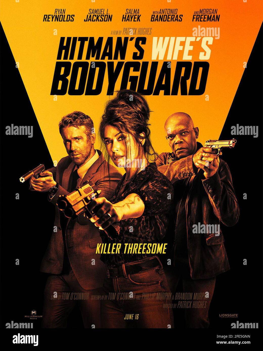 SALMA HAYEK, SAMUEL L. JACKSON and RYAN REYNOLDS in HITMAN'S WIFE'S