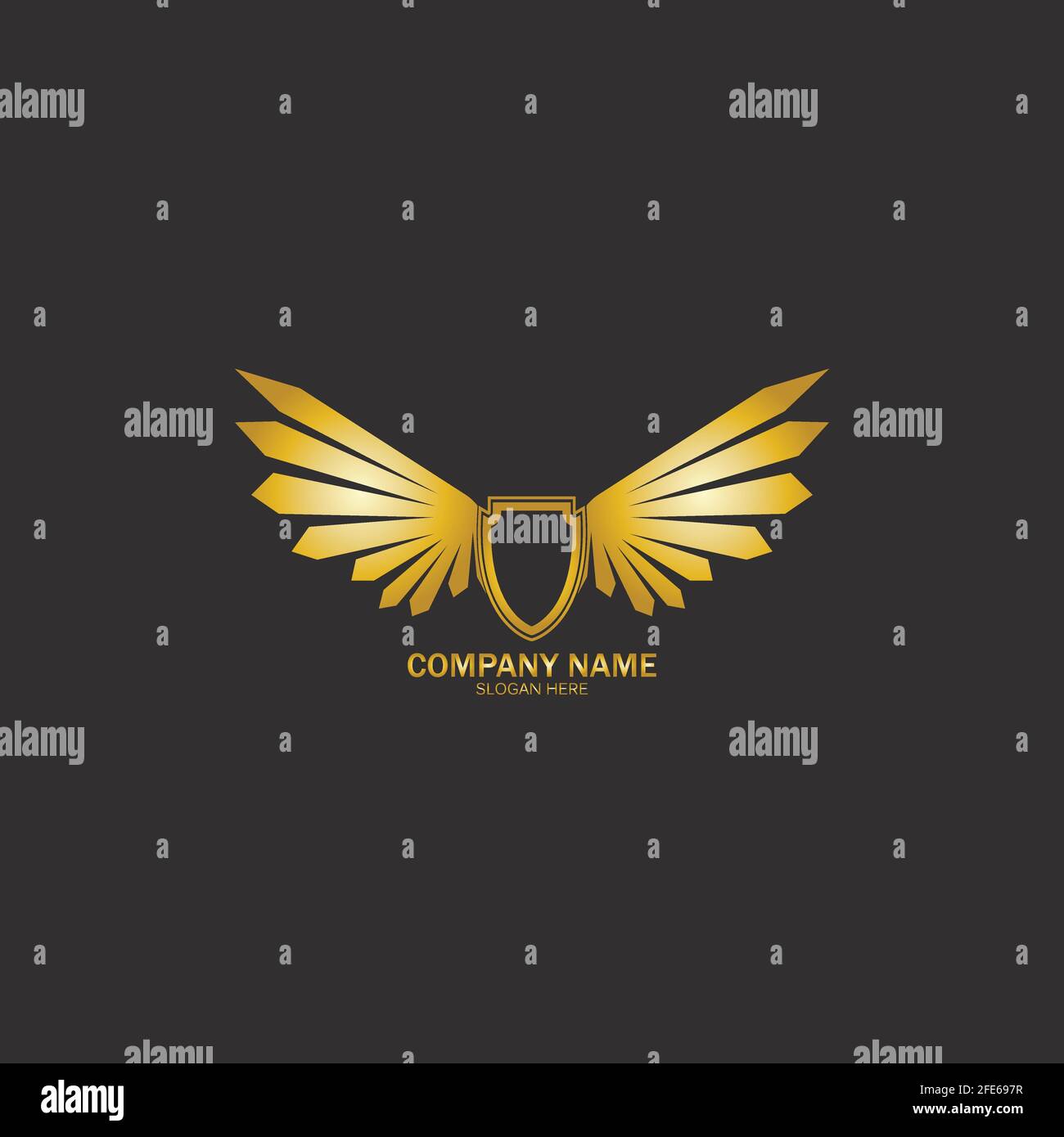 winged shield gold logo design symbol vector illustration-vector Stock Vector