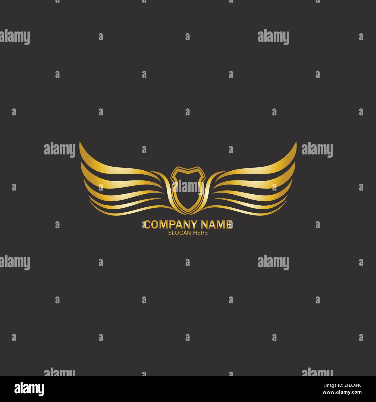 winged shield gold logo design symbol vector illustration-vector Stock Vector