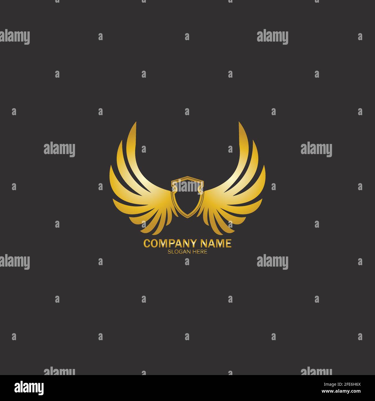 winged shield gold logo design symbol vector illustration-vector Stock Vector