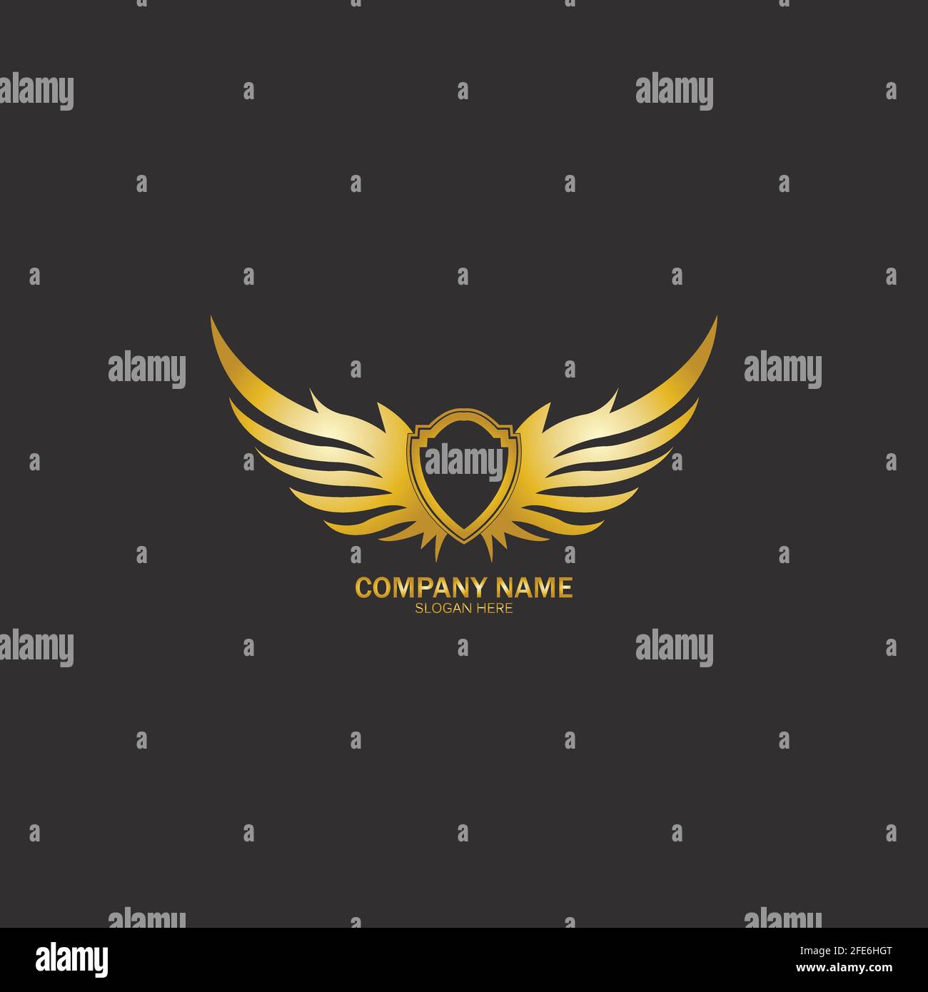 winged shield gold logo design symbol vector illustration-vector Stock Vector