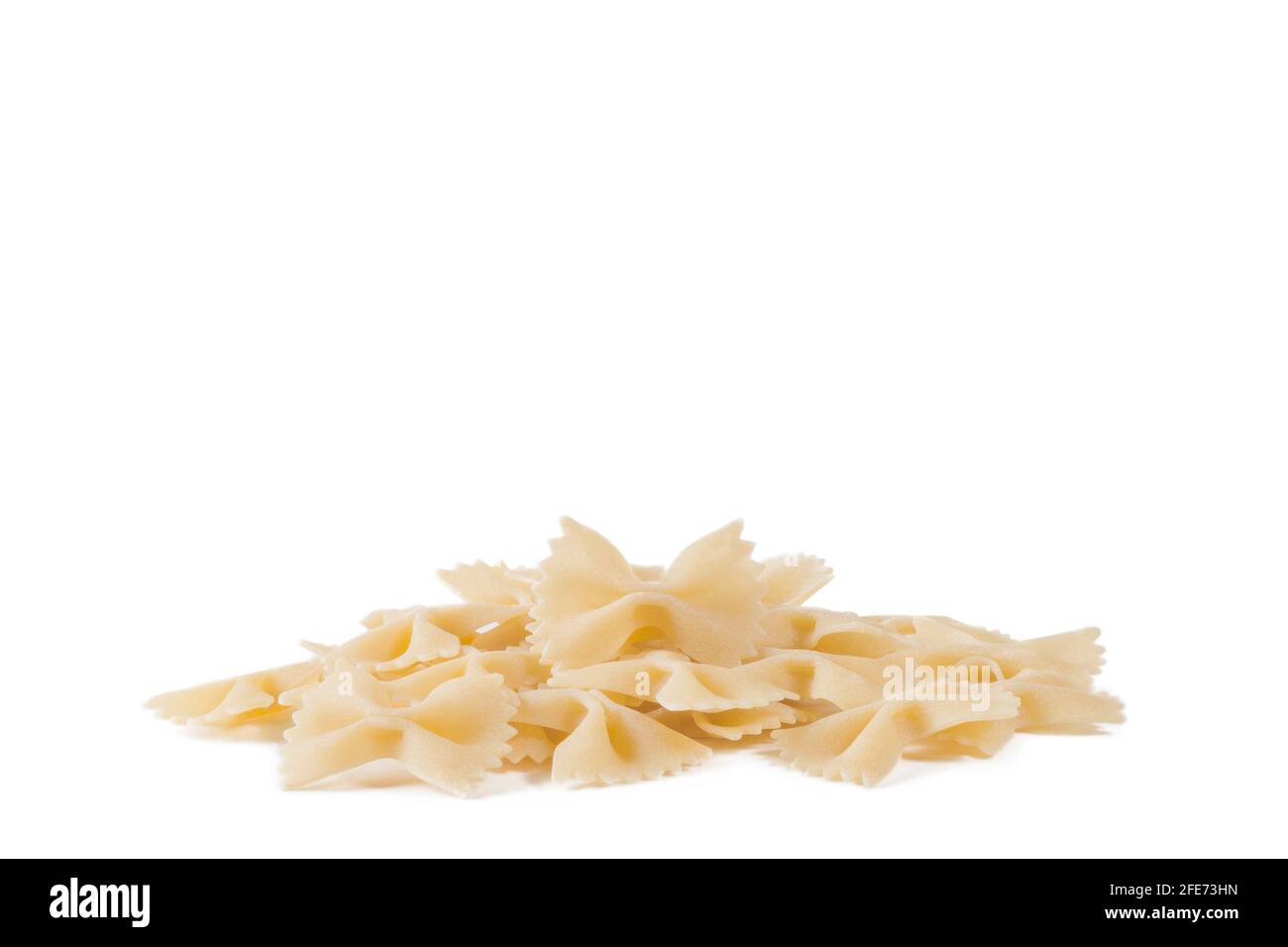 Type of Italian pasta farfalle. Farfalle on a white background Stock