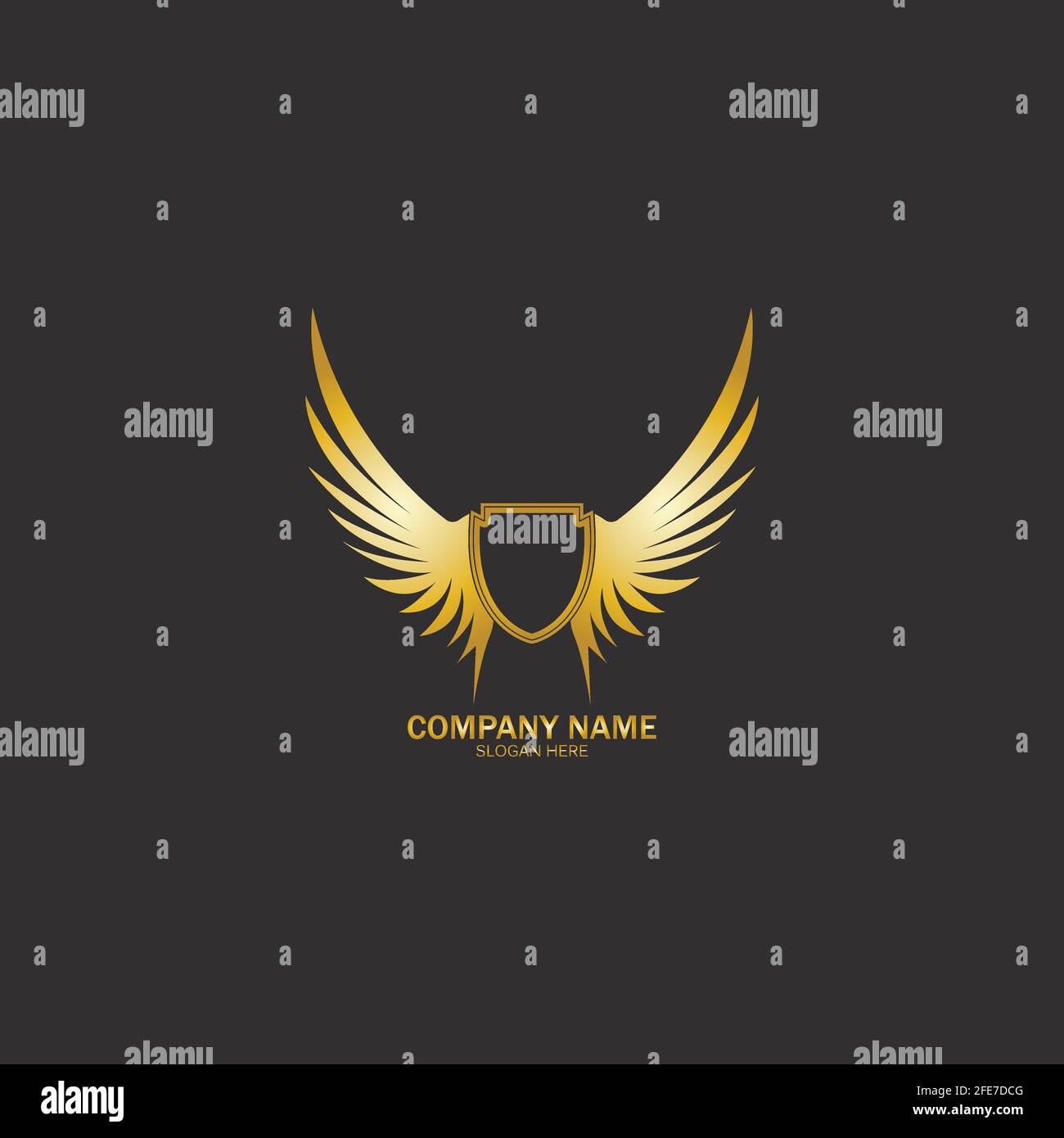 winged shield gold logo design symbol vector illustration-vector Stock Vector